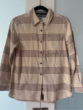 Jetty Cream Button-Up Shirt with Stripe Trim